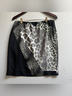 Per Se Black Silk printed skirt Sz 10